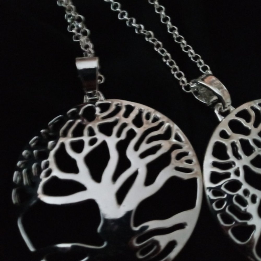 New 32" Hot Silver Plated Big Energy Tree Necklace - Picture 5 of 5